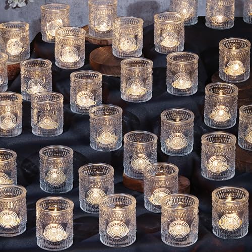 Clear Votive Candle Holders Set of 48- Glass Tealight Candle Holders Bulk