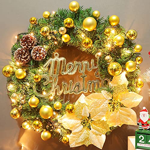 MASHANG Christmas Lights - Battery Operated String Lights 50 LED Xms Mini Lights 8 Modes Green Wire Mini Light Set with Timer for Xmas Tree Wreath Party Indoor Outdoor Decor, Waterproof, Warm White