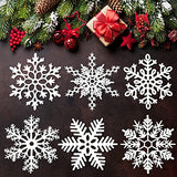 MIAHART 12 inches Large White Snowflakes Ornaments 6 Pack Big Plastic Glitter Snowflake Ornaments for Christmas Tree Winter Indoor Outdoor Window Giant Craft Hanging Snowflakes Decorations