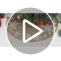 MACTING Christmas Tree Skirt, 30 Inch Small Burlap Tree Mat with White Large Small Snowflake Patterns Pom Poms for Holiday Party Indoor Home Christmas Tree Decorations