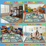 Car Rug Play Mat - Road Rug for Kids Boys Room, Fun Race Track Traffic Road Carpet for Boys Playmat Educational Learn, Car Carpet for Kids Room Decor Playmat Bedroom Playroom, 2.5x4 Feet