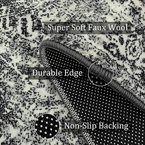 Boho Black 2x6 Runner Rug for Hallway, Washable Kitchen Runner Rug Non Slip Bathroom Runner, Vintage Medallion Non-Shedding Soft Carpet for Kitchen Bedroom Entryway