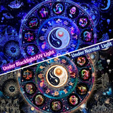 Lahasbja Blacklight Constellation Tapestry UV Reactive Sun and Moon Tapestries Spiritual Zodiac Astrology Wall Tapestries Galaxy Wall Decor Mystic Yin Yang Wall Hanging for Bedroom