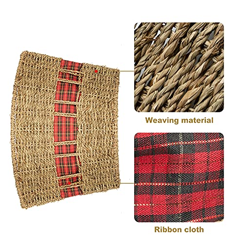 KI Store Christmas Tree Collar 28-Inch Red and Black Plaid Christmas Tree Decorations Alternative Tree Skirt Christmas Tree Ring