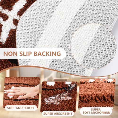 Cute Football Rug for Boys Room 34”x22” Soft Sports Carpet for Kids Bedroom Decor Non Slip Washable Playroom Area Rug Fun Touchdown Mat Plush Athlete Themed Gift