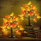 Cllayees Fall Decorations fo Home 2 Pack 18" Lighted Maple Tree | Timer, Thanksgiving Autumn Table Decor, For Office, Desk, Table Centerpiece, Bedroom
