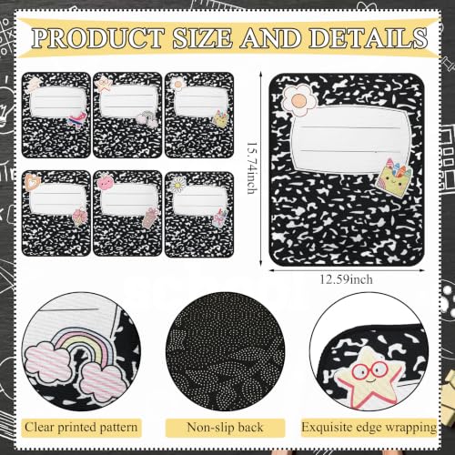 Breling 12 Pcs Kids Carpet Squares Seats 16 Inch Composition Notebook Classroom Rug Floor Soft Cushions Composition Circle Time Mats Non Slip for First Day of School Educational Learning Playing Areas