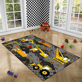 Construction Rugs for Boys Room Play Mat for Cars and Trucks PlayMat Kids Rugs for Playroom Car Carpet for Kids Room Construction Decor for Boys Room,Grey 2'5''×4'