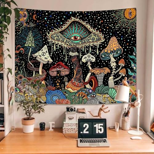 Yeoiat Mushroom Tapestry Hippie Tapestry for Bedroom Cute Tapestries Aesthetic Wall Tapestries Hanging for Bedroom Dorm Living Room (Mushroom, 36.00" X 48.00")