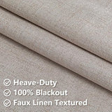 100% Blackout Curtains 84 inch Length 2 Panels Faux Linen Long Drapes for Bedroom Nursery Living Room Black Out Room Darkening Curtain Thermal Insulated Back Tab Rod Pocket(W52 x L84, Beige)