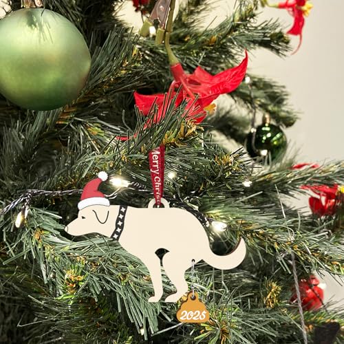 Funny Christmas Ornaments 2025 - Dog Ornaments for Christmas Tree, Naughty Hilarious Hanging Christmas Ornaments,Fun Ornaments for Adults Family Friends Exchange Gag Gifts(Wooden lab)