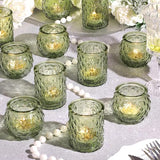 12Pcs Assorted Green Votive Candle Holders, Tea Lights Candle Holder for Table Centerpiece, Green Candle Holders for Wedding, Bridal Shower and Tea Party Decorations