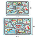 Extra Large Kids Playroom Rug Play Carpet 4’ x 6’, Blue Educational Children’s Play Mat, Learning & Have Fun Safely Non-Slip Washable Road Traffic Floor Area Carpet, Great for Kids Room Bedroom