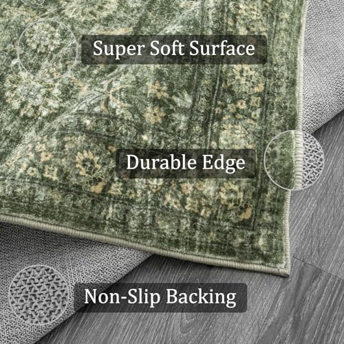 3x5 Area Rugs for Entryway, Washable Bedroom Rug, Grayish Green