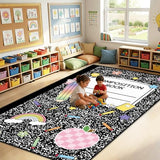 5x7.6 ft Composition Notebook Classroom Rug Black and White Educational Area Mat Composition Book Play Carpet Back to School Learning Mat for Preschool Nursery Kindergarten(Black White Notebook)