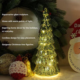 PHITRIC Christmas Decorations Indoor, 3 pcs Sparkling Glass Christmas Tree with LED Lights and Timer, Tabletop Christmas Tree Decor, Xmas Tree Decorations for Living Room, Fireplace, Table, Home