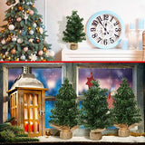 Yinder Tabletop 6 Pcs Mini Christmas Tree 11.81 Inch Artificial Mini Xmas Miniature Pine Christmas Tree with Linen Base for Xmas Holiday Decorations Indoor Home Kitchen Dining Table