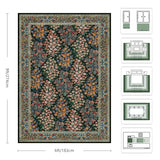 6x9 Area Rugs, Washable Floral Area Rugs for Living Room, Indoor Area Rug for Bedroom, Dining Room, Low Pile Non-Slip Non Shedding Rug(Black Floral)