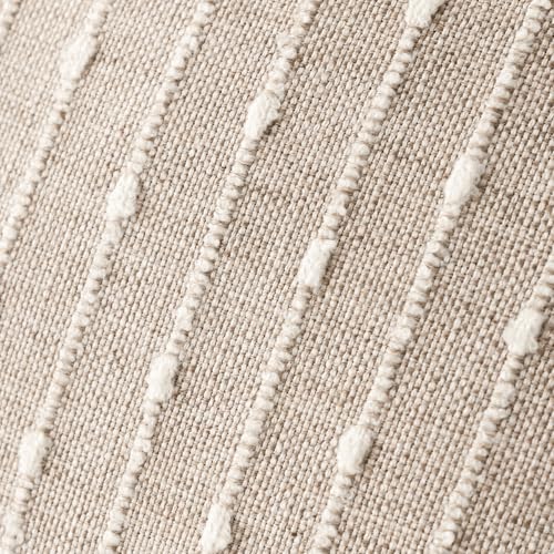 Foindtower Pack of 2 Decorative Jacquard Boucle Throw Pillow Covers Accent Textured Striped Pillowcases Soft Boho Modern Cushion for Couch Sofa Bedroom Living Room Home Decor 20x20 Inch Natural Beige