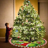 48 Inch Christmas Tree Skirt - Soft and Funny Farmhouse Christmas Tree Collar with Red & Green Trim Decor Xmas Holiday Decoration (Style A)