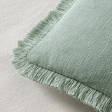 MIULEE Boho Linen Fringe Decorative Throw Pillow Covers Aqua Green 20x20
