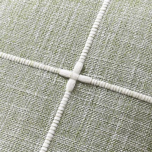 2 Packs Grid Embroidery Throw Pillow Covers, 18x18 Inch Light Sage Green, Farmhouse Linen Decorative Light Green Cushion Covers for Sofa Bed Living Room Home Decor