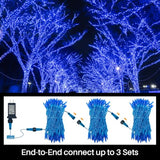 LAMPHOME 32.5FT 100LED Blue Christmas String Lights, 16 Modes Waterproof Fairy Lights Plug in, Twinkle String Lights Indoor Outdoor for Bedroom Wall Halloween Tree Party Home Decoration