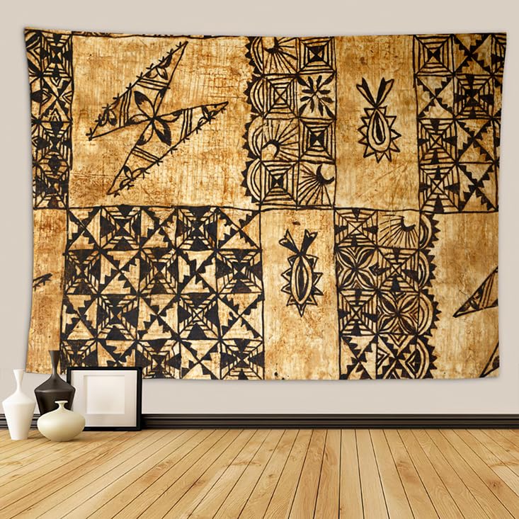 Shenywell Tapestry Wall Hanging 60x80 Inch Traditional Pacific Island Tapa Cloth Polyester Dorm Apartments Bedrooms Living Beach Blankets Curtains Picnic Blankets
