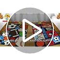 Blue Kids Rug Fun Sport Rugs Nylon Carpet Boys Girls Childrens Rug Balls Print with Soccer Ball, Basketball, Football, Tennis Ball Bedroom Playroom (100x130cm(39''x51''))