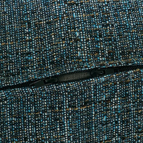 OctoRose Full Size 3 Side Zipper Upholstery Thick Linen TealBlue Futon Cover Sofa DayBed Mattress Slipcover Couch Protector (Linen-TealBlue, Full Size)