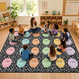 BreezeHug 7.5 x 12 ft Classroom Rug Pastel Composition Notebook Rug Back to School Supplies Educational Area Classroom Carpet Positive Affirmation Station Carpet for Teaching Playroom Read Room Decor