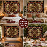 CHDGDHC Red Moth Tapestry, Boho Mandala Wall Decor, 79.92x59.84 in | Boho red moth mandala tapestry for bedroom walls, dorm decor, living rooms, and hippie psychedelic aesthetic spaces.
