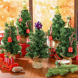 Yinder Tabletop 6 Pcs Mini Christmas Tree 11.81 Inch Artificial Mini Xmas Miniature Pine Christmas Tree with Linen Base for Xmas Holiday Decorations Indoor Home Kitchen Dining Table