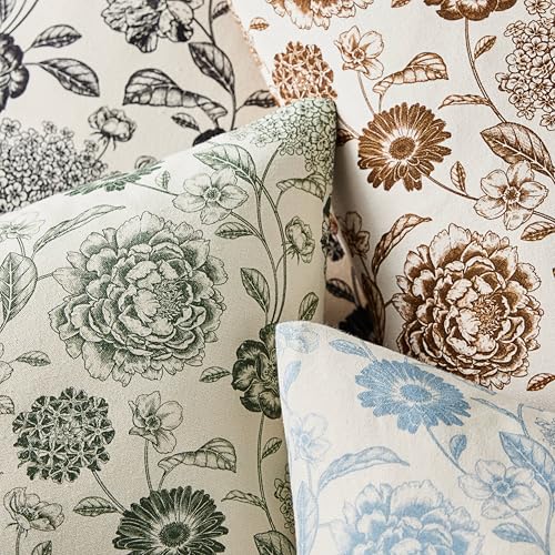 Botanical Throw Pillow Covers Set of 2, 20x20 Inch Light Blue