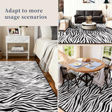 Zebra Hallway Runner Rugs 2x6: Black and White Modern Washable Rug