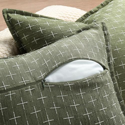 ZWJD Pillow Covers 18x18 Set of 2 Soft Polyester Textured Pillow Covers with Stylish Flange Edge Cozy Farmhouse Throw Pillows for Couch Bed Sofa Living Room