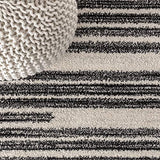 JONATHAN Y Khalil Modern Berber Stripe Cream/Black Runner Rug, 2x14, Contemporary, Bohemian, Easy-Cleaning for Living Room, Bedroom, Kitchen, Pet Friendly, Non-Shedding (MOH207A-214)