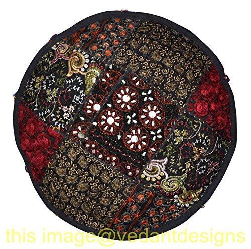 Vedant Designs Indian Patchwork Pouf Cover Indian Living Room Pouf, Decorative Ottoman,Embroidered