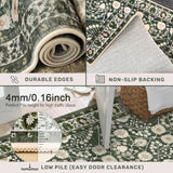 7x7 Vintage Square Floral Rug - 7ft Non Slip Machine Washable Area Rug