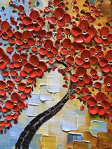 YaSheng Art - 24x24inch Wall Art,Hand Painted oil painting, Modern Abstract Floral Oil Painting, Wall Art for Living Room, Bedroom Wall Decor, 3D Textured Framed Red Floral Paintings, Modern Home Office Wall Decor