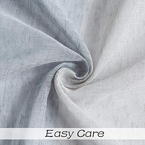 Central Park Gray and Smoke Blue Stripe Sheer Color Block Window Curtain Panel Linen Window Treatment for Bedroom Living Room Farmhouse 84 inches Long with Grommets, 2 Panel Rustic Drapes