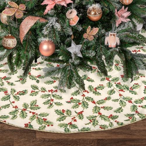 Lenox Golden Holly Tree Skirt, Multicolor, 52" W x 52" L