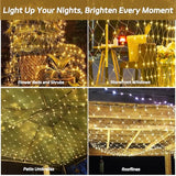 Net Lights Outdoor 10x10 FT, 8 Modes Connectable Mesh Lights with Plug- Connect 3 Sets, 30×10 FT Coverage, 270 LED Christmas Warm White for Trees, Bushes, Garden, Yard Decorations