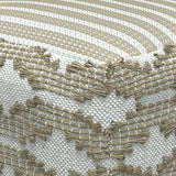 SIMPLIHOME Rowan Pouf - 18 inch Wide Hand Woven Cotton/Jute Square Pouf Ottoman in Natural and White, Footstool for Living Room or Bedroom with Polystyrene Bead Filling, Fully Assembled