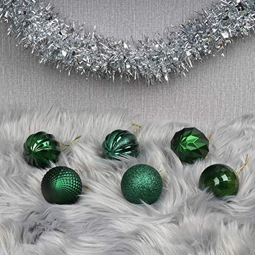 Christmas Ball Ornaments for Christmas Tree - Shatterproof Hanging Decorative Baubles Set for Xmas Tree (60mm/2.36", Dark Green)