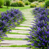 Geegoods Artificial Plants Flowers Outdoor – 24 Bundles UV Resistant Faux Lavender Flowers with Monkey Grass for Garden Porch Window Patio Hanging Planter Decor