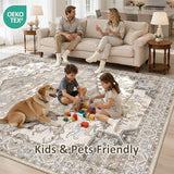 8x10 Area Rugs for Living Room: Non Slip Neutral Washable Brown Rug, Soft Stain Resistant Indoor Floor Carpets for Bedroom Dining Decor Farmhouse Home Office Kid & Pet Friendly