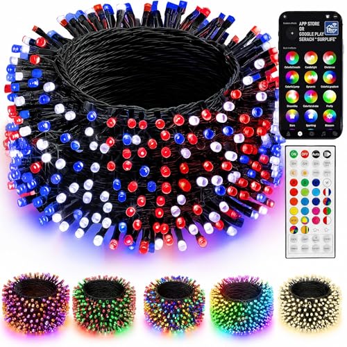 Dazzle Bright Smart Color Changing Christmas Lights, 66FT 200 LED RGB String Lights with Remote & App Controlled, Halloween 4th of July Decoration for Indoor Outdoor Holiday Xmas Tree Party Decor