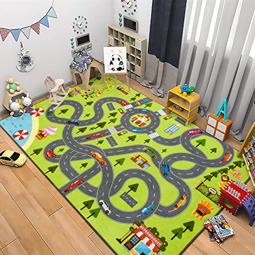 HOMORE Kids Play Mat Rug,Kids Carpet for Children Bedroom Play Room 4x6 FT | 48x76inch Fun and Educational City Rug for Hot Wheels Track Racing Playroom Rug