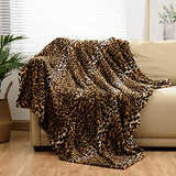Bnuitland Leopard Print Fleece Flannel Throw Blanket, 300 GSM Double Sided Fuzzy Fluffy Throw for Bed Sofa Couch Travel, Super Soft Lightweight Cheetah Print Blanket for Adults/Baby/Pets, 50×40 inch
